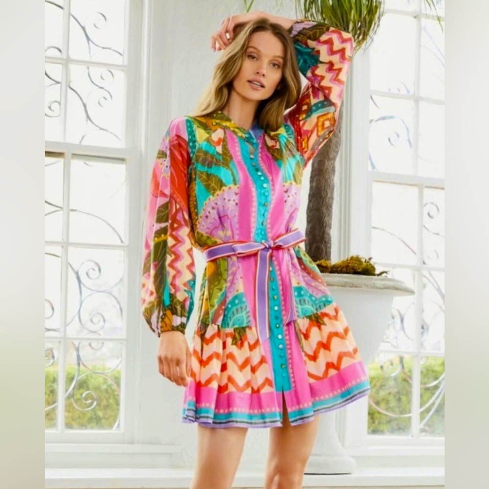 NWT Antonio Melani Brynn Long Sleeve Boho Dress Size 14